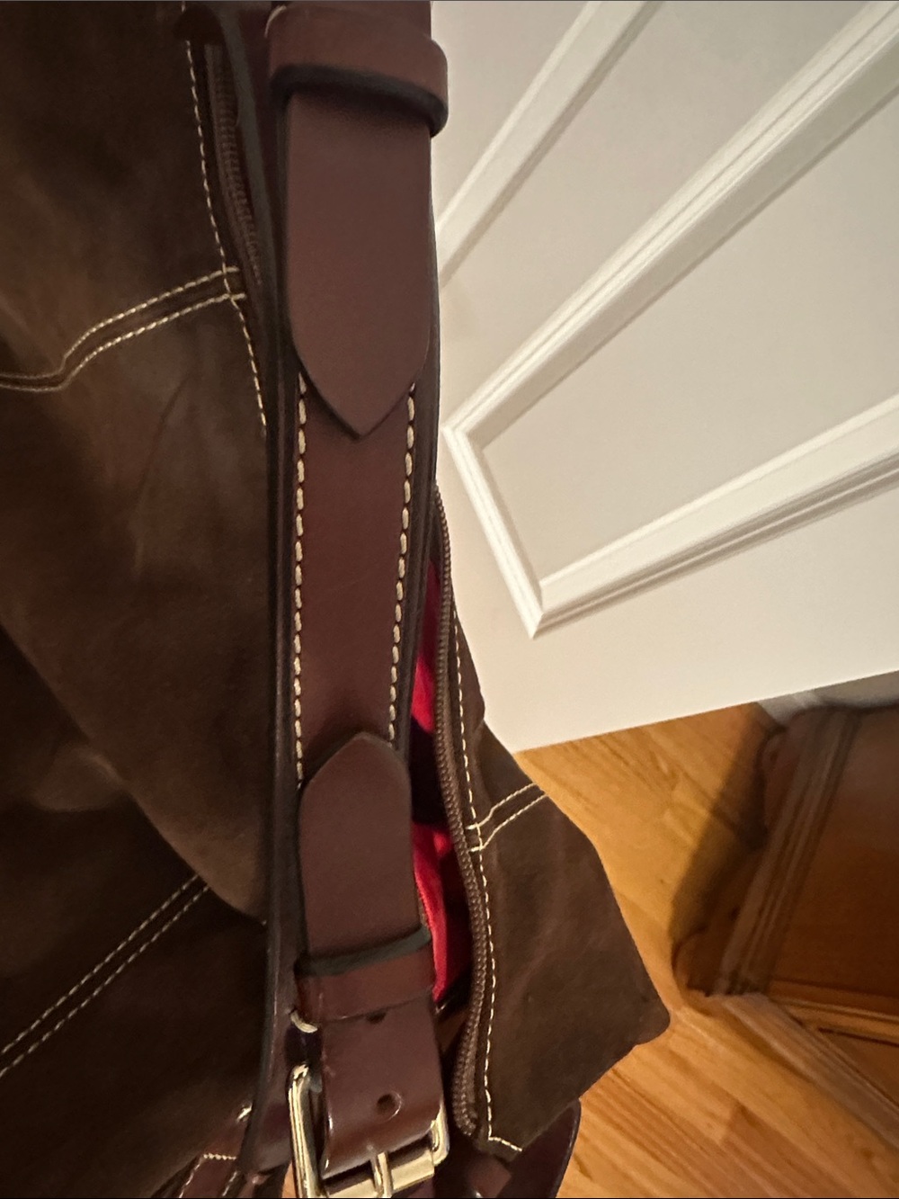 Dooney & Bourke Brown Suede Shoulder Hobo Bag - Picture 7 of 8